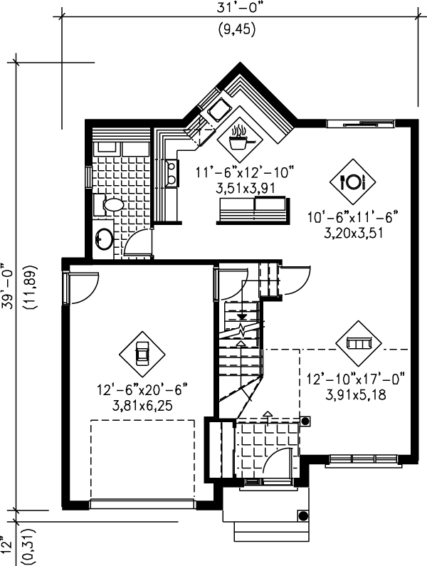 Home Plan - Traditional Floor Plan - Main Floor Plan #25-2173