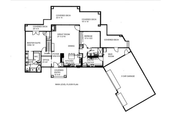 Floor Plan - Main Floor for Craftsman House Plan #117-1113 - 4 bed, 4 bath