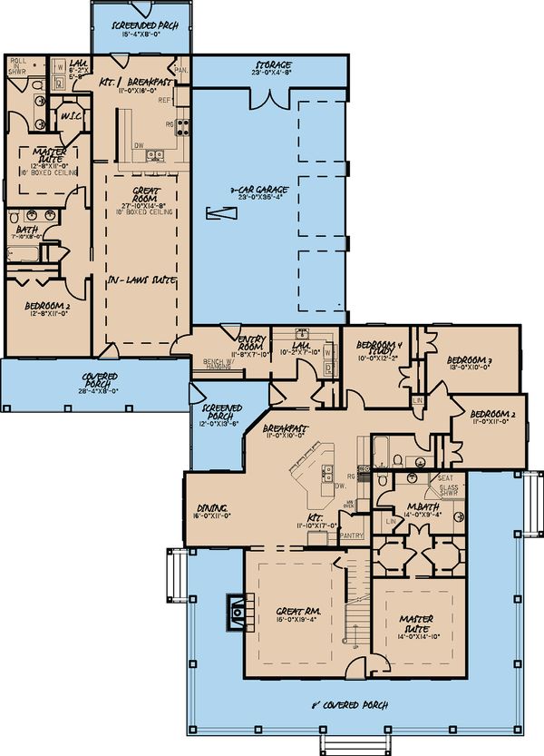 Architectural House Design - Farmhouse Floor Plan - Main Floor Plan #923-22
