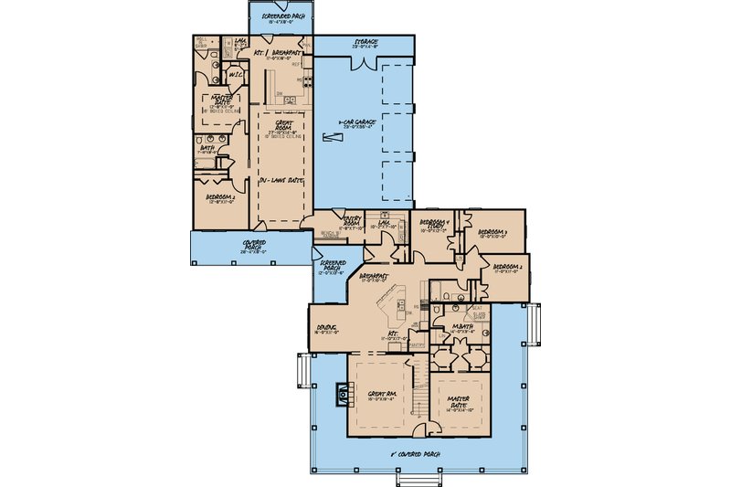 Dream House Plan - Floor Plan - Main Floor for Farmhouse House Plan #923-22 - 6 bed, 4 bath