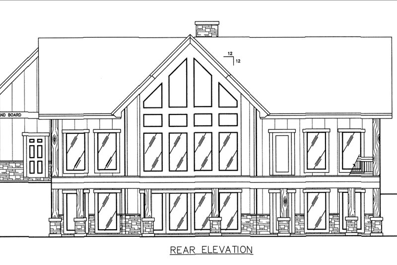 Architectural House Design - Exterior - Rear Elevation for Craftsman House Plan #117-891 - 4 bed, 4 bath
