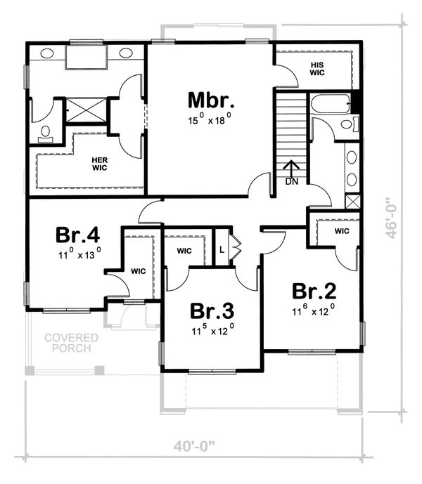 Home Plan - Traditional Floor Plan - Upper Floor Plan #20-1769