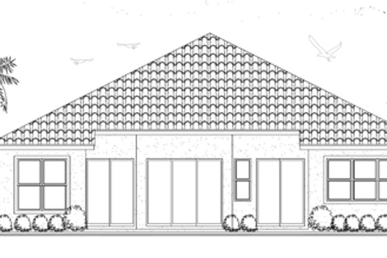 Exterior - Rear Elevation for Mediterranean House Plan #420-300 - 4 bed, 3 bath