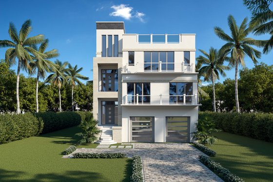 Exterior - Front Elevation for Modern House Plan #548-35 - 3 bed, 3.5 bath