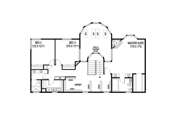 Floor Plan - Upper Floor for Bungalow House Plan #60-360 - 3 bed, 3 bath