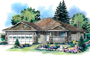 Ranch Exterior - Front Elevation Plan #18-1010