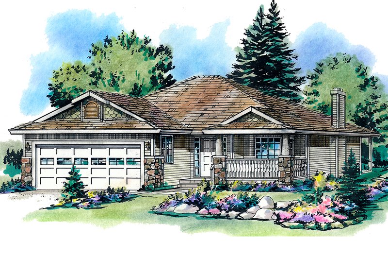 House Blueprint - Ranch Exterior - Front Elevation Plan #18-1010