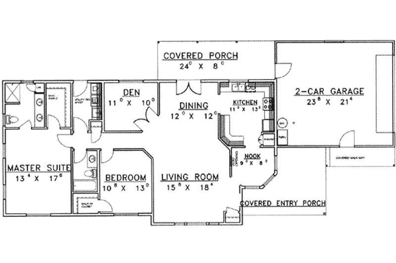 Dream House Plan - Floor Plan - Main Floor for Traditional House Plan #117-300 - 2 bed, 2 bath