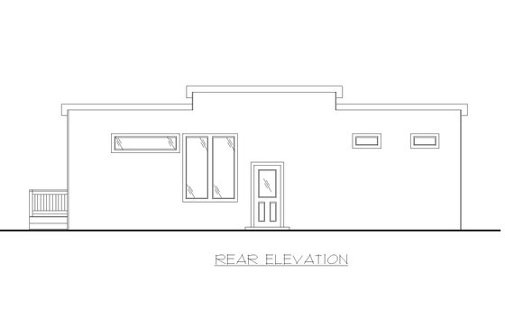 Exterior - Rear Elevation for Contemporary House Plan #117-905 - 2 bed, 2 bath