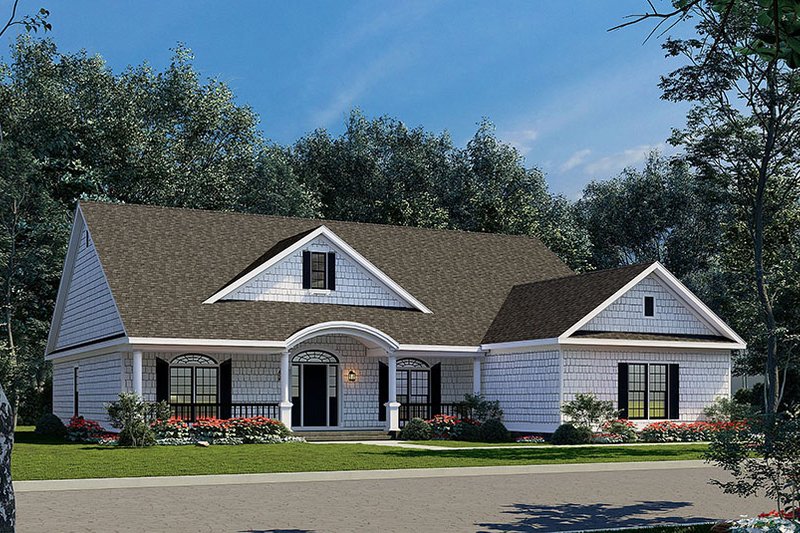 House Blueprint - Exterior - Front Elevation 3 for Traditional House Plan #17-1086 - 4 bed, 2 bath
