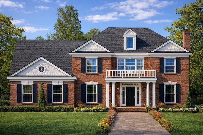 Architectural House Design - Colonial Exterior - Front Elevation Plan #1053-98