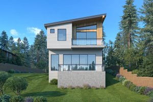 Exterior - Rear Elevation for Contemporary House Plan #1066-149 - 3 bed, 3 bath