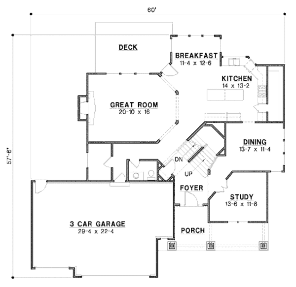 Craftsman Floor Plan - Main Floor Plan #67-887
