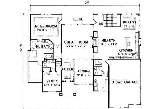 Floor Plan - Main Floor for European House Plan #67-341 - 4 bed, 4 bath
