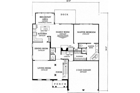 Floor Plan - Main Floor for Traditional House Plan #137-196 - 3 bed, 2 bath