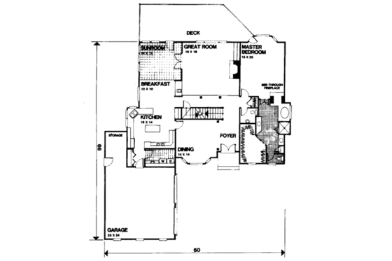 Floor Plan - Main Floor for European House Plan #56-213 - 4 bed, 4 bath