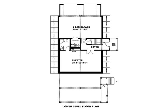 Floor Plan - Lower Floor for Cabin House Plan #117-941 - 2 bed, 3 bath
