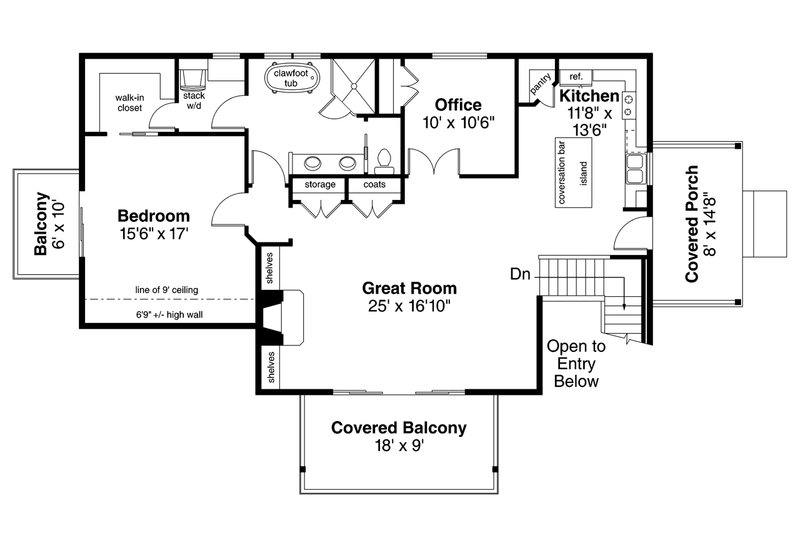 Home Plan - Floor Plan - Upper Floor for Cottage House Plan #124-1204 - 1 bed, 2 bath
