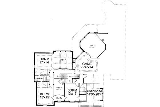 Floor Plan - Upper Floor for European House Plan #141-154 - 5 bed, 5.5 bath