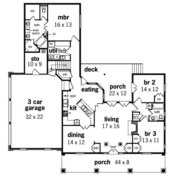 Home Plan - Farmhouse Floor Plan - Main Floor Plan #45-133