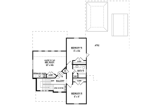 Floor Plan - Upper Floor for Traditional House Plan #424-183 - 3 bed, 2.5 bath