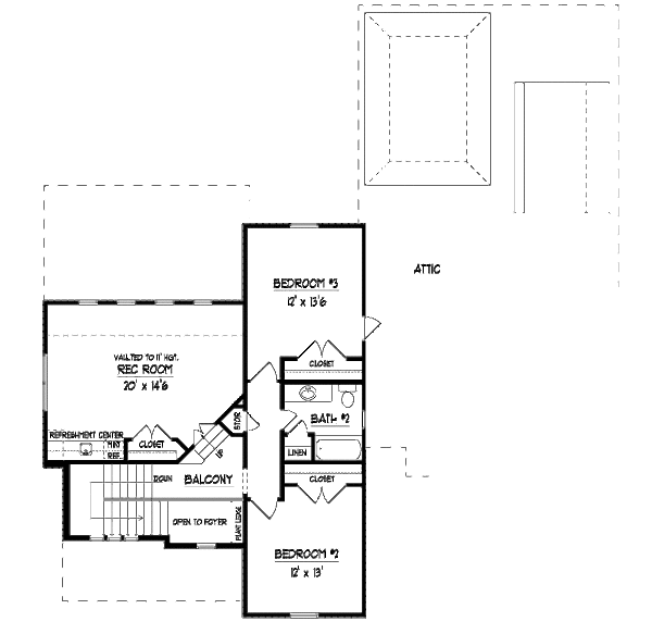 Traditional Floor Plan - Upper Floor Plan #424-183