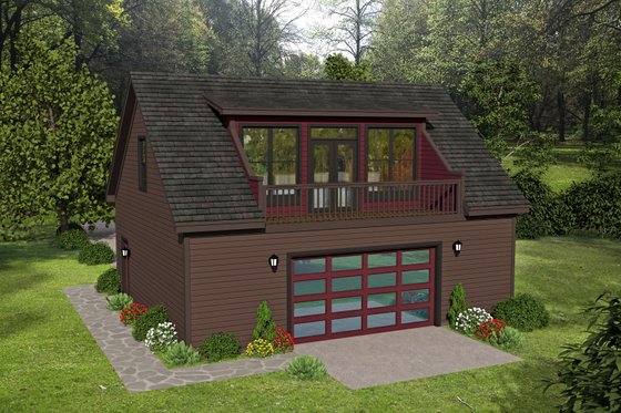 Exterior - Rear Elevation for Contemporary House Plan #932-239, 0.5 bath