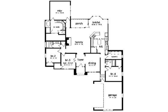 Floor Plan - Main Floor for European House Plan #301-102 - 4 bed, 3 bath