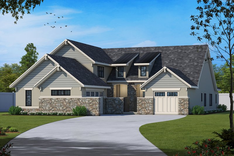 Architectural House Design - Exterior - Front Elevation 5 for European House Plan #20-2437 - 3 bed, 3 bath