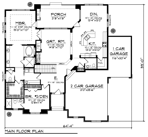 Craftsman Floor Plan - Main Floor Plan #70-923