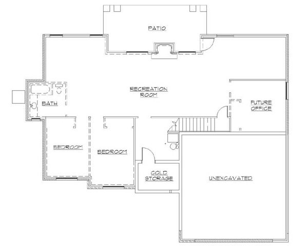 Architectural House Design - Ranch Floor Plan - Lower Floor Plan #5-236