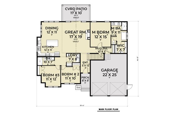 Floor Plan - Main Floor for Farmhouse House Plan #1070-127 - 4 bed, 3 bath