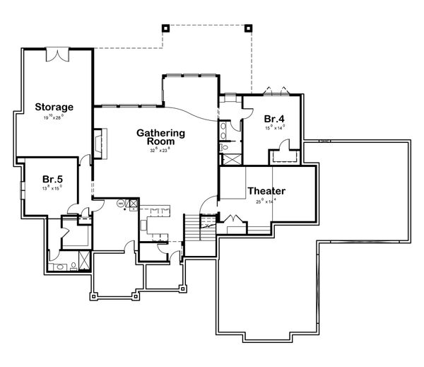 Architectural House Design - Craftsman Floor Plan - Lower Floor Plan #20-2338