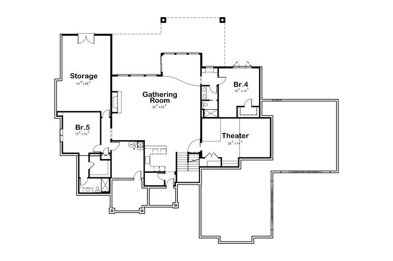 Architectural House Design - Floor Plan - Lower Floor for Craftsman House Plan #20-2338 - 5 bed, 5.5 bath