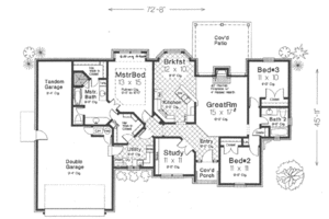 Floor Plan - Main Floor for European House Plan #310-297 - 3 bed, 2 bath