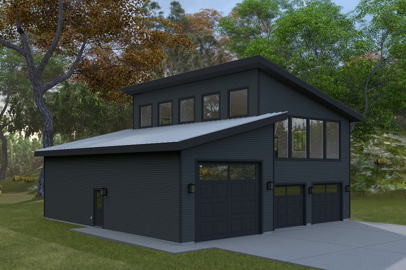 House Blueprint - Exterior - Front Elevation 4 for Modern House Plan #1060-476 - 1 bed, 1.5 bath