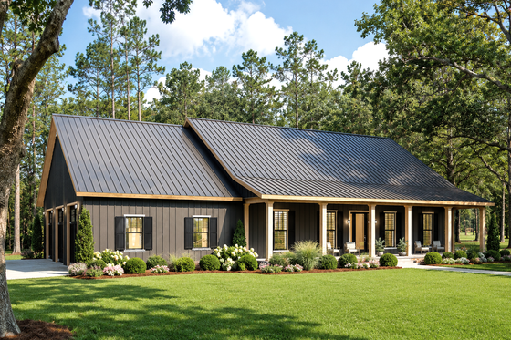 Exterior - Front Elevation for Barndominium House Plan #44-282 - 4 bed, 3 bath
