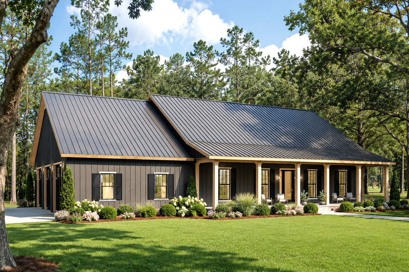 Exterior - Front Elevation 2 for Barndominium House Plan #44-282 - 4 bed, 3 bath