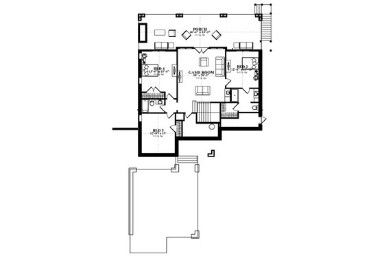 Floor Plan - Lower Floor for Traditional House Plan #63-412 - 5 bed, 4 bath