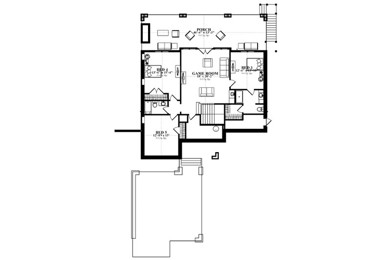 Home Plan - Floor Plan - Lower Floor for Traditional House Plan #63-412 - 5 bed, 4 bath