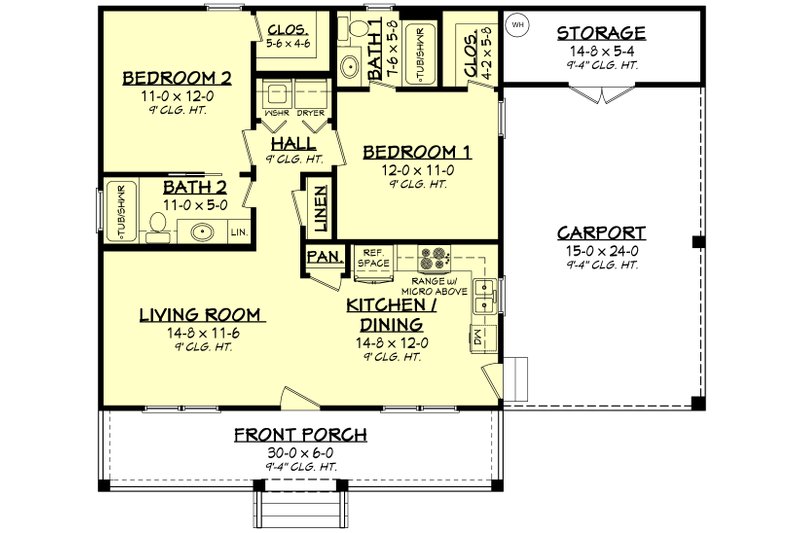 Home Plan - Floor Plan - Main Floor for Country House Plan #430-3 - 2 bed, 2 bath