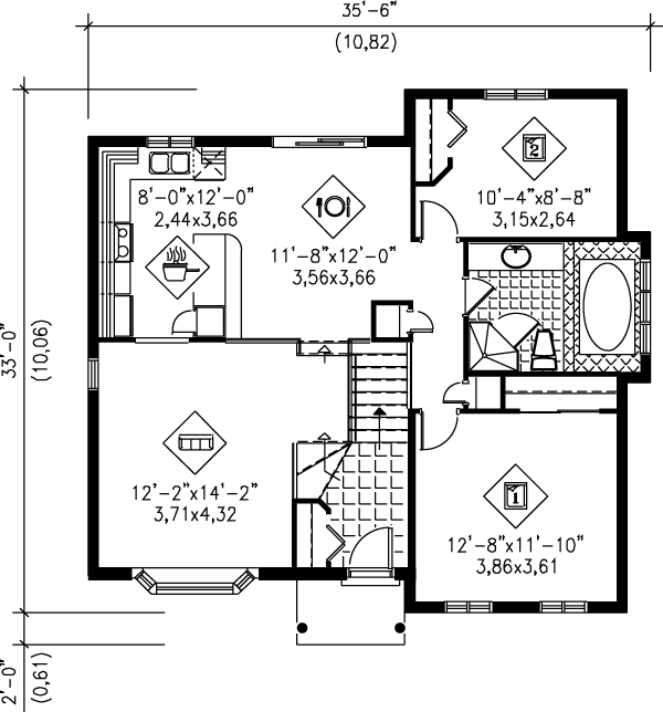Architectural House Design - Contemporary Floor Plan - Main Floor Plan #25-1067