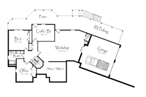 Floor Plan - Lower Floor for Traditional House Plan #71-116 - 2 bed, 2.5 bath