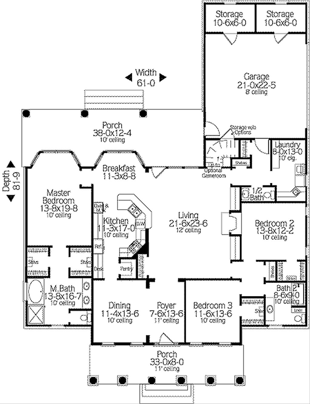 Southern Style House Plan 3 Beds 2 5
