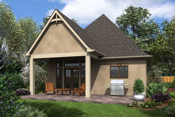 Exterior - Rear Elevation for European House Plan #48-1012 - 1 bed, 1 bath