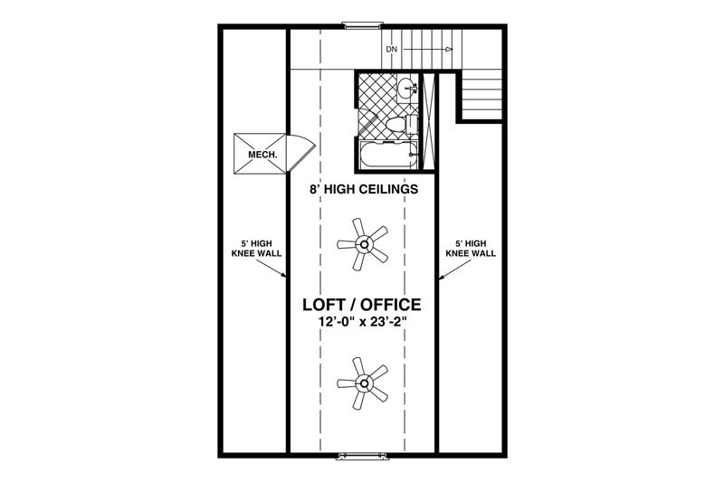 Architectural House Design - Floor Plan - Upper Floor for Craftsman House Plan #56-721 - 1 bed, 2 bath