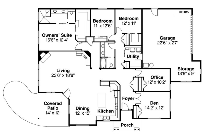 Home Plan - Floor Plan - Main Floor for Craftsman House Plan #124-972 - 3 bed, 2 bath