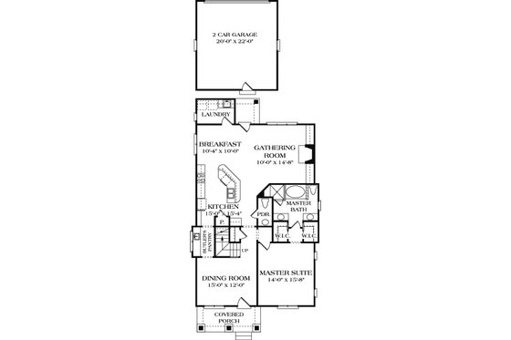 Floor Plan - Main Floor for Bungalow House Plan #453-6 - 3 bed, 2.5 bath