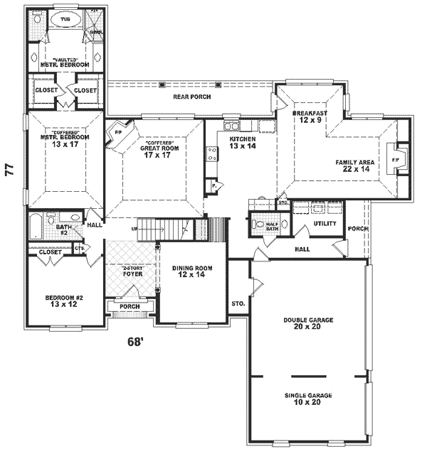 Floor Plan - Main Floor for Traditional House Plan #81-344 - 4 bed, 3.5 bath