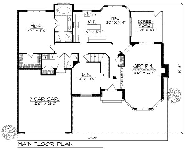 House Design - Traditional Floor Plan - Main Floor Plan #70-396